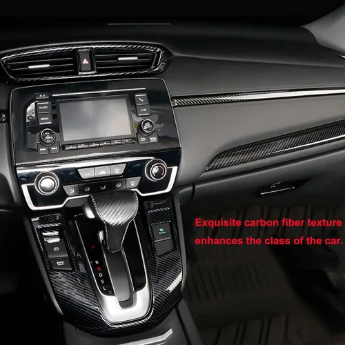 Vista 7 de Cubierta de panel de cambio de marchas estilo fibra de carbono ABS, decoración interior, accesorios para Honda Hybrid CRV 2017 2018 2019 2020 2021