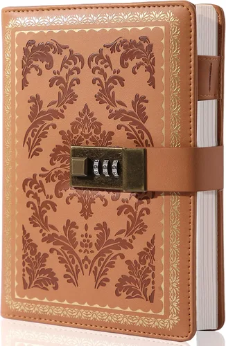 Vista 12 de Yoment Lock Diary - Diario vintage con cerradura para mujer, de cuero Negro