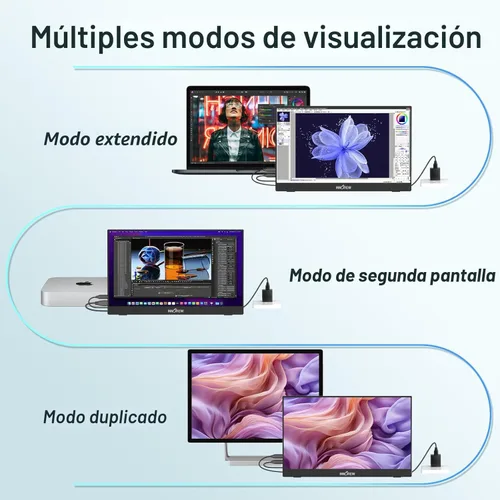 Vista 7 de InnoView Monitor portátil, 15.6 pulgadas FHD 1080P HDMI USB C segundo monitor externo para computadora portátil, escritorio, MacBook, teléfonos