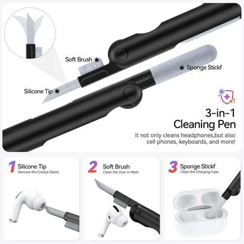 Vista 7 de Compatible with AirPods Pro 3 Case with Phone Stand, Carbon Fibre Design Protective Case for AirPods Pro 3 (2025) with Automatic Snap Switch and