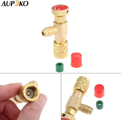 Vista 6 de Aupoko Válvula de carga refrigerante R410A, macho de 1/4" a adaptador