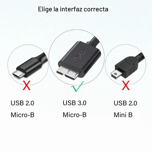 Vista 7 de Cable micro USB 3.0 de 3 pies para disco duro externo, WD My Passport
