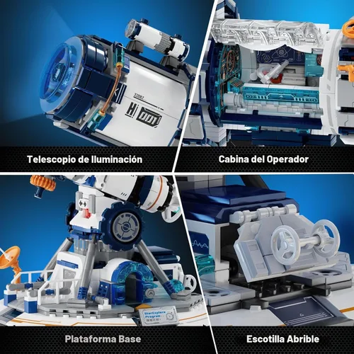 Vista 3 de JMBricklayer Space Telescope Building Set with Cool Lights for Adults 70009 Azul