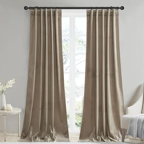 Vista 28 de StangH Cortinas 100% opacas, color beige, terciopelo suave y grueso, cortinas para ventana de dormitorio, forro blanco, cortinas con aislamiento