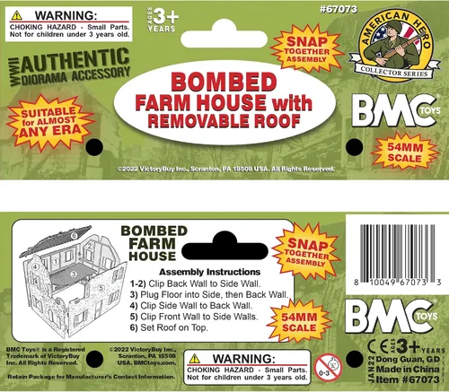 Vista 7 de BMC WW2 Granja francesa bombardeada - Accesorio de conjunto de soldados de plástico para juguetes en miniatura