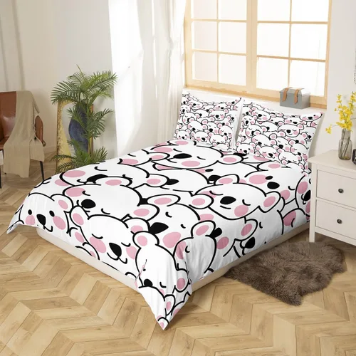 Vista 2 de Feelyou Juego de ropa de cama de koala para niños y niñas, funda de edredón con estampado de koala de dibujos animados, funda de edredón