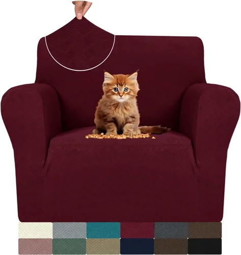 Vista 15 de MAXIJIN Funda elástica para silla con brazos, 1 pieza para sofá o silla de estar, funda antideslizante (31-46 pulgadas), protector de muebles que se