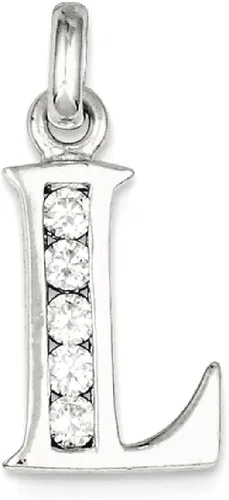 Vista 9 de Collar con dije de plata de ley 925 circonita cúbica blanca letra L monograma nombre inicial joyería fina para mujer regalos para ella Plata