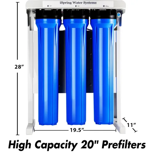 Vista 4 de iSpring RCB3P Sistema de filtración de ósmosis inversa sin tanque, sistema de RO de 300 GPD bajo fregadero, reduce TDS, relación 1.5:1 de agua pura
