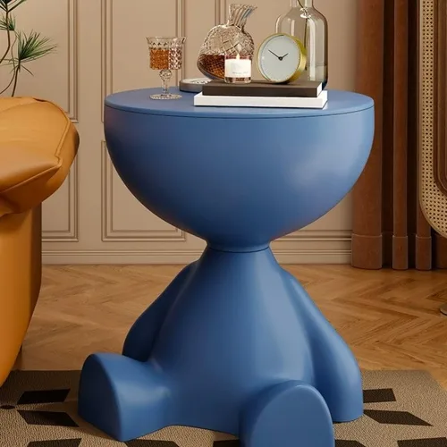 Vista 16 de Mesa auxiliar, mesa auxiliar moderna, mesa de sofá, mesa de noche con base abstracta para espacios pequeños, mesita de noche, decoración del hogar