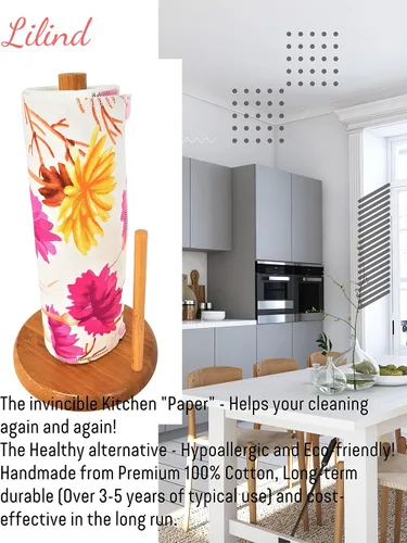Vista 3 de Lilind Paquete de 10 rollos de cocina reutilizables, cero residuos, toallitas de tela, paño familiar, toallas lavables sin papel, rosas