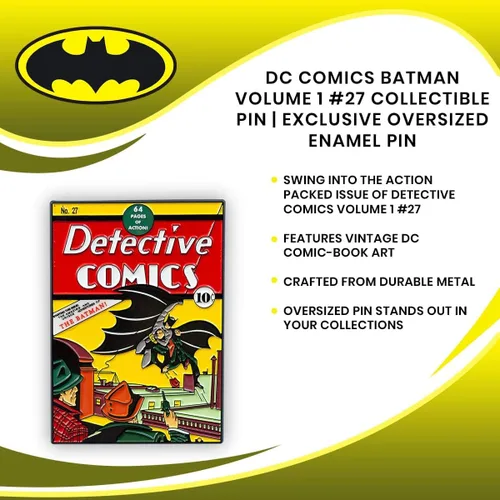 Vista 4 de DC Comics Batman Volume 1#27 - Pin coleccionable de Batman por primera vez Pin de esmalte exclusivo de gran tamaño Cómic oficial original