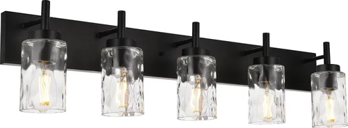 Vista 10 de BONLICHT 2 Apliques de Pared Estilo Casa de Campo Luces de Tocador Modernas Negras Accesorios de Iluminación para Baño con Pantalla de Vidrio Negro