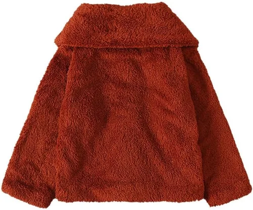Vista 5 de Comigeewa Abrigos para bebés y niñas chaquetas manga larga cárdigan sólido grueso chaqueta cremallera de felpa abrigo niños