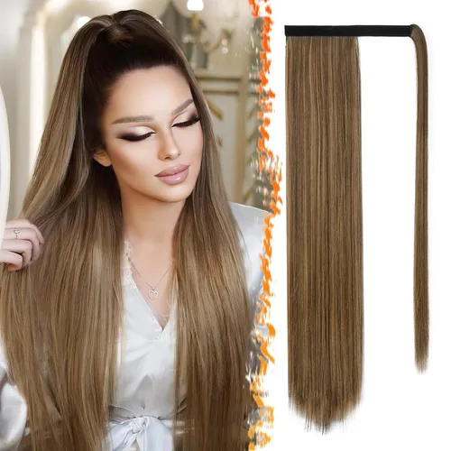 Vista 63 de BARSDAR Extensión de Cola de Caballo Corta y Recta - Extensiones de Cabello de Cola de Caballo con Cordón de 14 Pulgadas en Negro para Mujeres