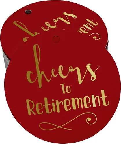 Vista 20 de Etiquetas de papel para colgar con texto en inglés "Cheers to Retirement Wall" (50 unidades)