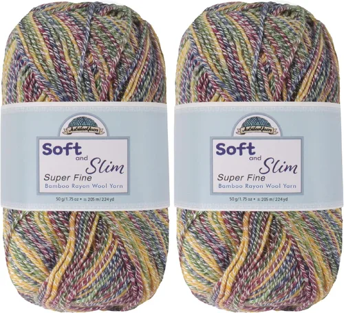 Vista 45 de JubileeYarn Hilo Suave y Delgado - 50g/madeja Mezcla de Rayón de Bambú y Lana - Pegaso - 2 madejas