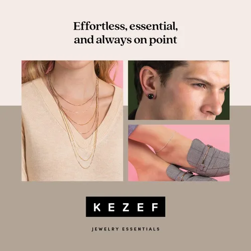 Vista 7 de KEZEF Sterling Silver Plated in Gold Necklace for Women - 14K Cable Gold Chain Necklace 1.3mm Thin Oval Links Necklace Gold Chain for Women