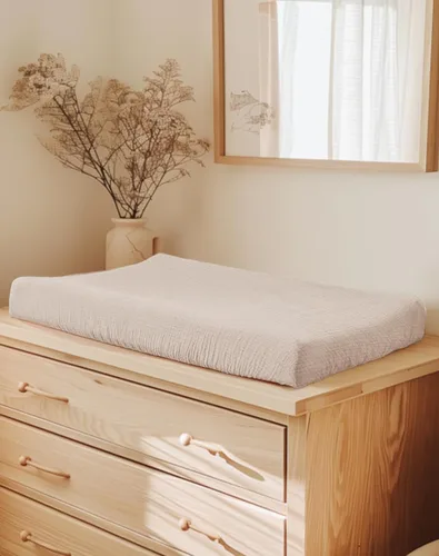 Vista 3 de Juego de 2 fundas para cambiador para bebé niño y niña, fundas de muselina para cambiador con estilo bohemio, ropa de cama neutra para guardería