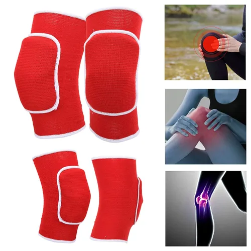 Vista 2 de 1 par de rodilleras protectoras, rodilleras de esponja gruesa, rodilleras para danza, yoga, multideportes (rojo)