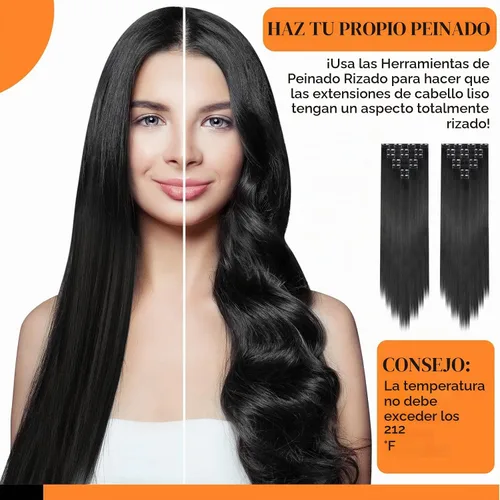 Vista 5 de Jexine 14 extensiones de cabello con clip de 24 pulgadas, extensiones de cabello largo y lacio, 9.17 oz, extensiones de cabello sintético suave