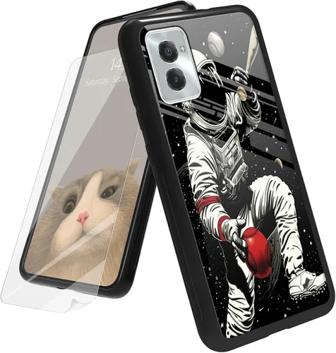 Vista 157 de Funda para Motorola Moto G Play 4G 2024 con protector de pantalla, parte trasera de vidrio templado + funda de silicona suave TPU absorción