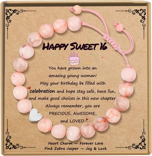 Vista 26 de Sereney Regalos de cumpleaños para niñas, pulseras de cuentas hechas a mano rosa para adolescentes