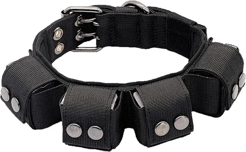 Vista 8 de Collar táctico con peso para perro, collar de entrenamiento ajustable con pesas libres, collar de nailon acolchado suave con hebilla de metal