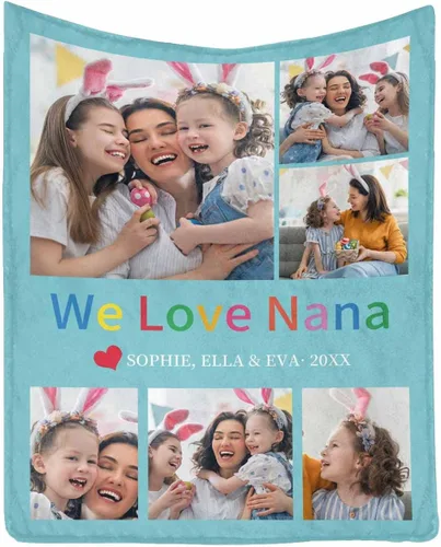 Vista 12 de InterestPrint Regalos personalizados para mamá, manta personalizada con fotos y fotos familiares, regalos de cumpleaños para el día de la madre