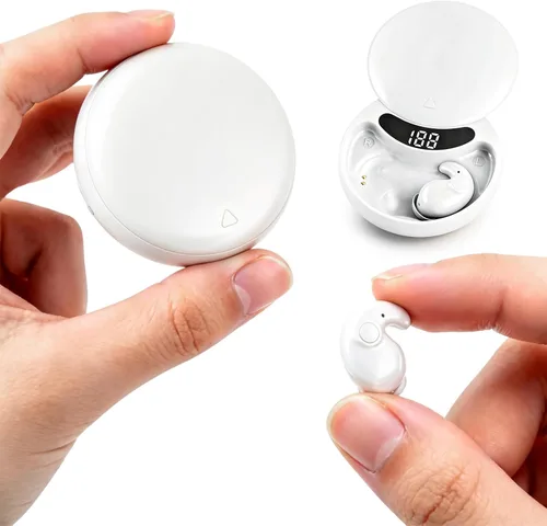 Vista 9 de Xmenha Auriculares invisibles planos y discretos para dormir, inalámbricos, Bluetooth, no visibles, para dormir de lado, discretos, pequeños Beige