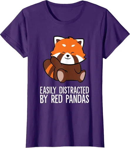 Vista 50 de Red Panda Love Easily Distracted By Red Pandas T-Shirt Asphalt Grey
