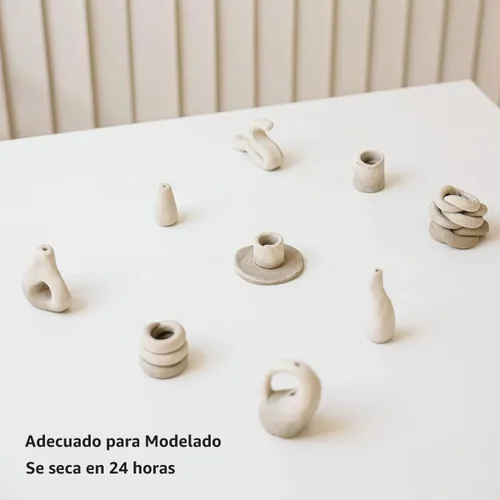 Vista 5 de ReArt Arcilla de modelado natural de secado al aire – 10 libras con 40 piezas de herramientas de escultura de cerámica, arcilla multiusos (gris)