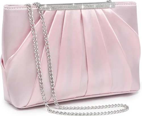 Vista 14 de Dasein - Bolsos de mano elegantes con pliegues para mujer, bolsos formales de noche con diamantes de imitación para bodas, fiestas, graduaciones