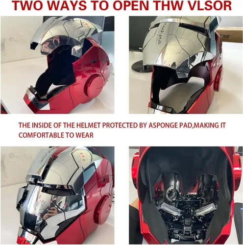 Vista 4 de Casco electrónico de aperturacierre, control de voz inglés 1 1, el modelo actualizado tiene una lámpara para los oídos, accesorios para casco