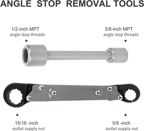 Vista 3 de Holdly Herramientas de fontanería Kit de llave de parada angular, llave ajustable, herramientas profesionales de fontanero para instalar nuevas