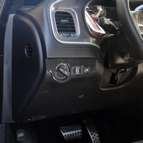 Vista 3 de Adhesivo de panel de botón de interruptor de faro de fibra de carbono para Dodge Charger 2011+/ Chrysler 300 2015-2021