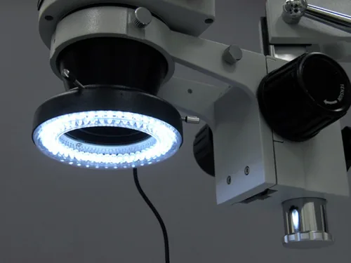 Vista 2 de AmScope LED-144-YK anillo de luz para microscopio con 144 LED y adaptador Bright adjustable LED lighting for microscopy, laboratory research