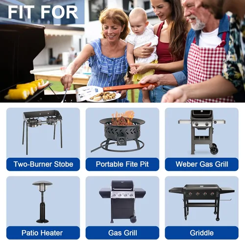 Vista 6 de GasSaf Regulador de propano de 2 pies con manguera para parrillas Weber, planchas Blackstone, calentador, hogueras y más - Certificado CSA