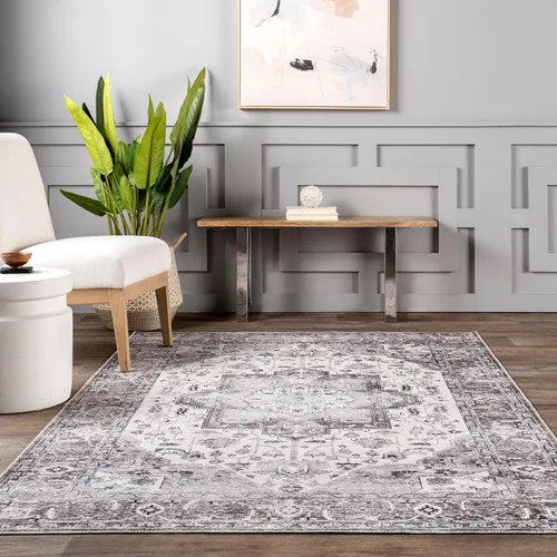 Vista 7 de nuLOOM Alfombra protectora contra salpicaduras de 4 x 6 pies, lavable a máquina, con superficie impermeable a prueba de derrames, parte trasera