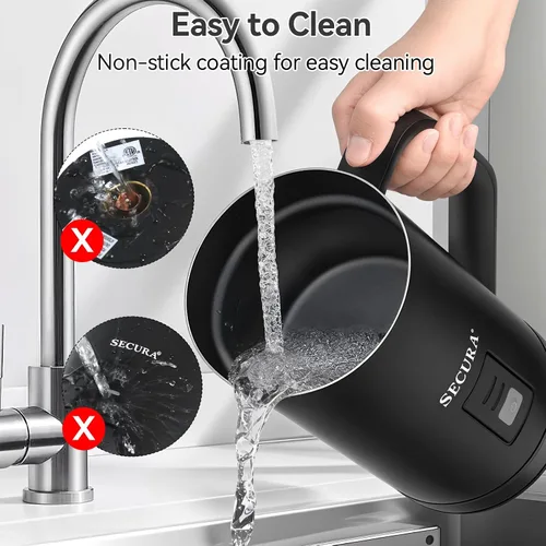 Vista 6 de Secura Espumador de leche, máquina automática de espuma caliente/fría de Negro