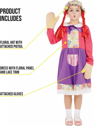 Vista 3 de Disfraz de muñeca de trapo para niñas con patchwork de Ragdoll - rosa medio