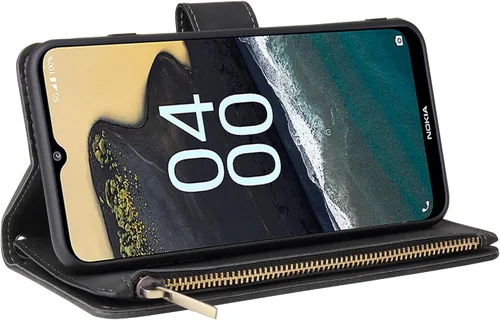 Vista 3 de Asuwish Compatible con Nokia G400 5G, protector de pantalla de vidrio templado y cubierta abatible de cuero, soporte para tarjetas, accesorios
