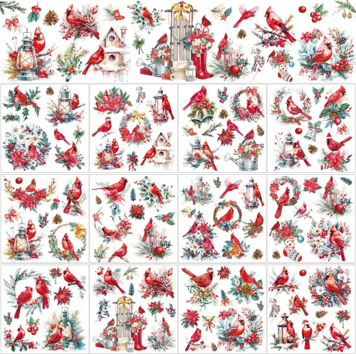 Vista 7 de BBTO 12 hojas de transferencia de Navidad para manualidades y muebles, calcomanías de transferencia de Navidad, calcomanías de invierno para madera