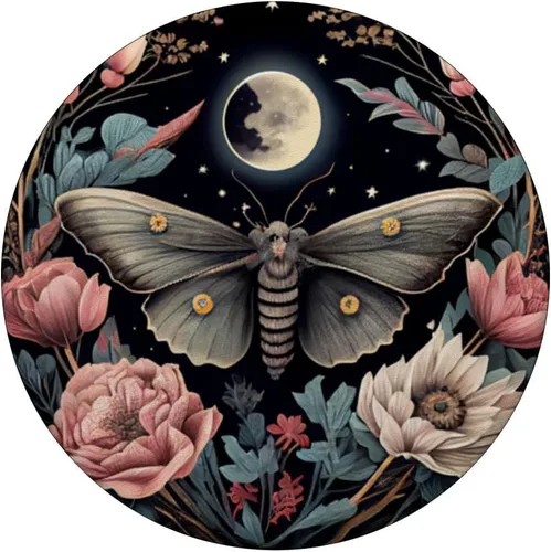 Vista 3 de Moth Moon Flowers Astrología Celestial PopSockets intercambiables PopGrip