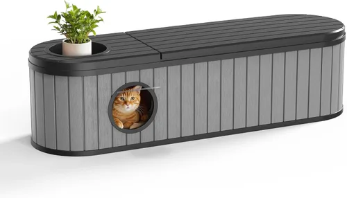 Vista 3 de Casa para Gatos de Exterior de Resina Casas para Gatos de Exterior Casa Aislada para Gatos Ferales para Gatos y Animales Pequeños