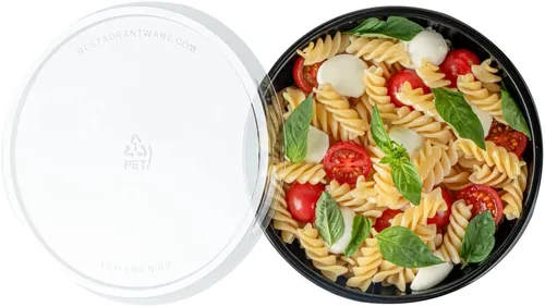 Vista 12 de Restaurantware Ensaladeras de plástico de 21 onzas, 200 cuencos de plástico desechables reciclables, grandes tazones de plástico negro para llevar