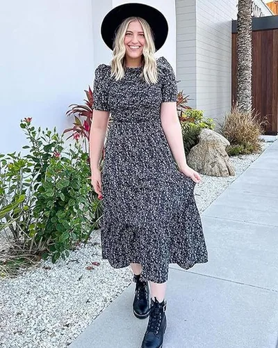 Vista 127 de BTFBM Vestidos para mujer, cuello redondo, casual, de verano, con volantes, manga corta, bohemio, con niveles, fruncido, largo, con estampado floral