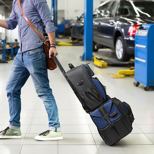Vista 2 de AIRAJ - Bolsa de herramientas rodante de 21 pulgadas con ruedas y juego