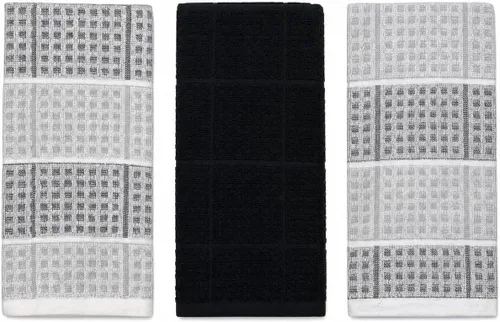 Vista 12 de Serafina Home Toallas de cocina de tamaño grande de color sólido negro: paño de 100 % algodón suave para limpieza y secado absorbente, con ribete