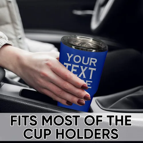 Vista 5 de Vaso de café personalizado con tapa y pajita, 30 onzas, añade tu propio texto